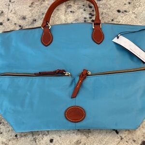 Dooney & Bourke Blue and Brown Satchel